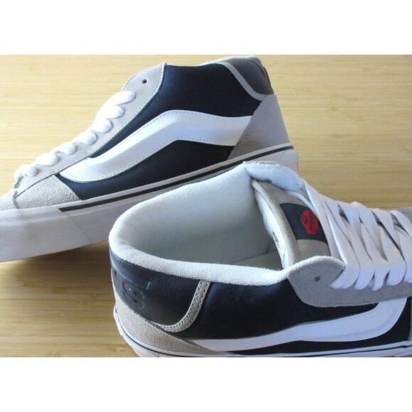 Vans Men's Knu Skool Mid Varsity Grey Drizzle Blue White Skate Shoes size 12 NIB - Picture 7 of 7